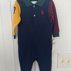 Ralph Lauren Navy and Multicolor Kids Footie